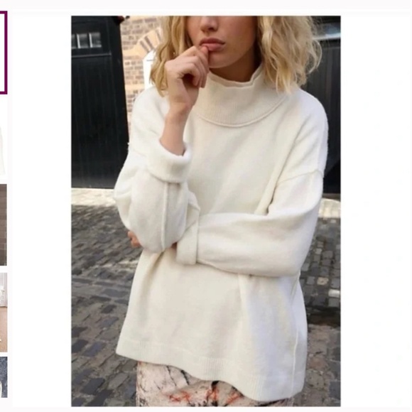 Free People Afterglow Mock Neck Sweater Cream Size M - Picture 13 of 13